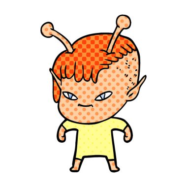 sevimli çizgi uzaylı kız