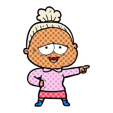 karikatür mutlu yaşlı kadın