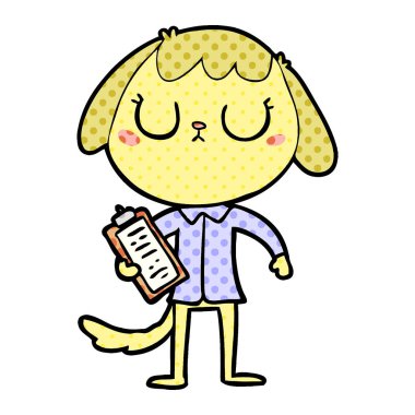 sevimli çizgi köpek Office gömlek giymiş