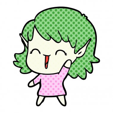 vektör çizim karikatür elf kızı