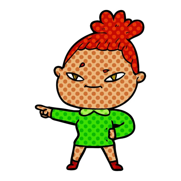 Çizgi filmdeki kadının vektör çizimi