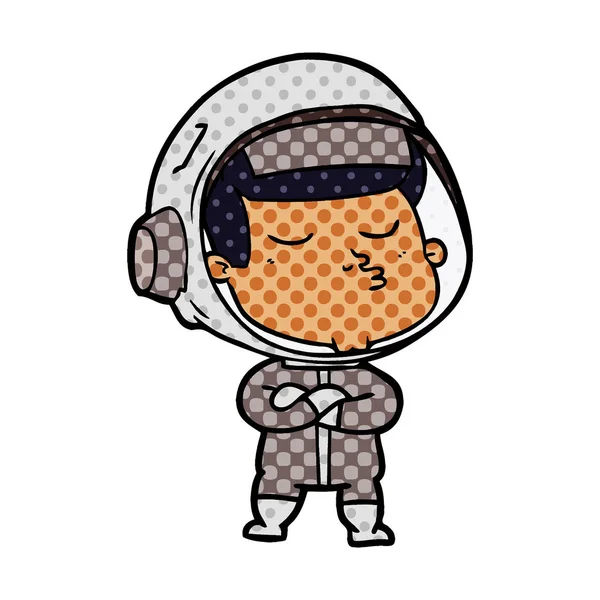 Ilustração Vetorial Astronauta Confiante Dos Desenhos Animados — Vetor de Stock