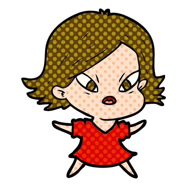 Vector Ilustración Dibujos Animados Mujer Estresada — Vector de stock