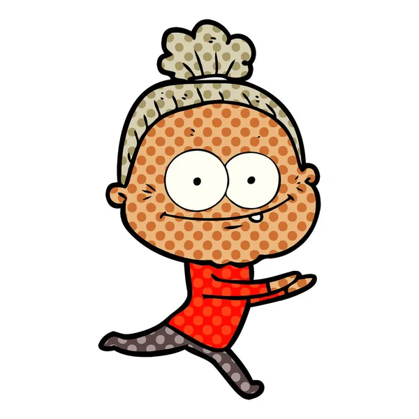 karikatür mutlu yaşlı kadın