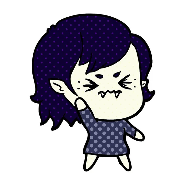 Annoyed Cartoon Vampire Girl — Stock Vector