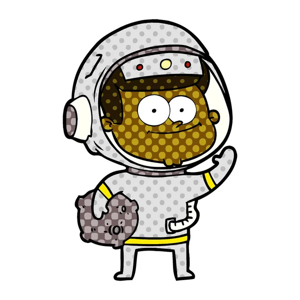 Vectorillustratie Van Gelukkig Astronaut Cartoon — Stockvector