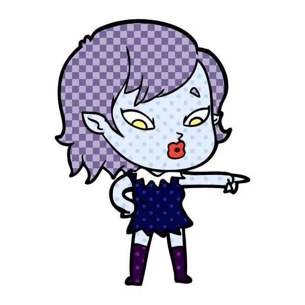 Linda Chica Vampiro Dibujos Animados — Vector de stock