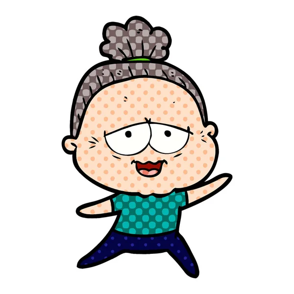 karikatür mutlu yaşlı kadın