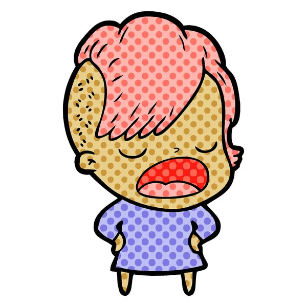 konuşuyor karikatür serin hippi kız