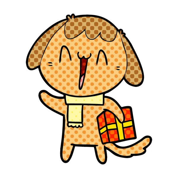 sevimli çizgi köpek Noel hediyesi ile