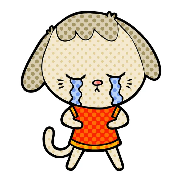 Cute Puppy Crying Cartoon — Stock Vector