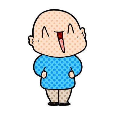 mutlu karikatür kel adam