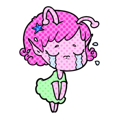 ağlayan uzaylı kız çizgi film