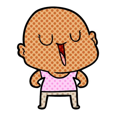 mutlu karikatür kel adam