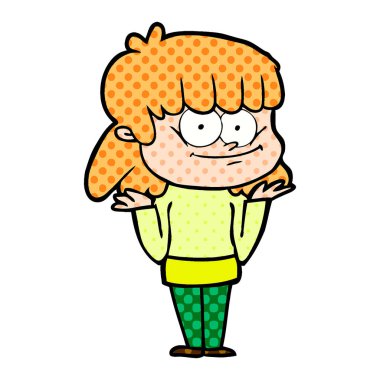 vektör çizim karikatür gülümseyen kadın