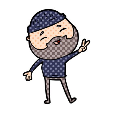 Çizgi film mutlu sakallı adam