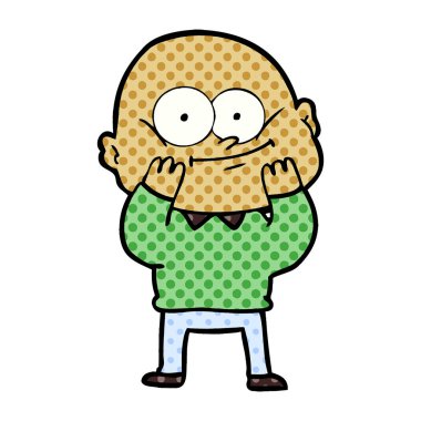 vektör çizim karikatür kel adam