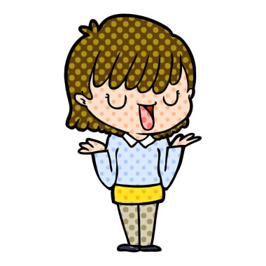 Çizgi filmdeki kadının vektör çizimi