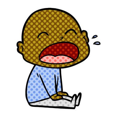 karikatür bağırarak kel adam