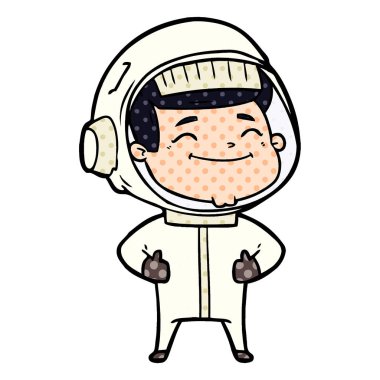 mutlu karikatür astronot vektör çizim