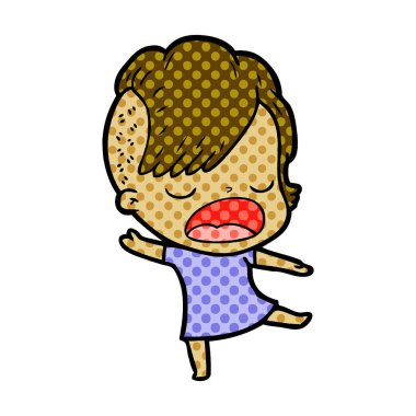 konuşuyor karikatür serin hippi kız