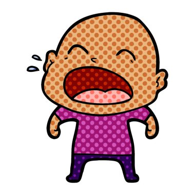 karikatür bağırarak kel adam