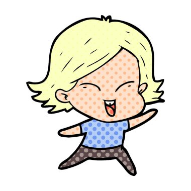 mutlu çizgi film kız vektör çizim