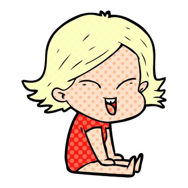 mutlu çizgi film kız vektör çizim