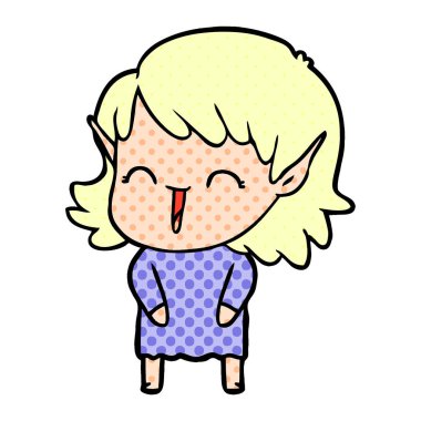 vektör çizim karikatür elf kızı