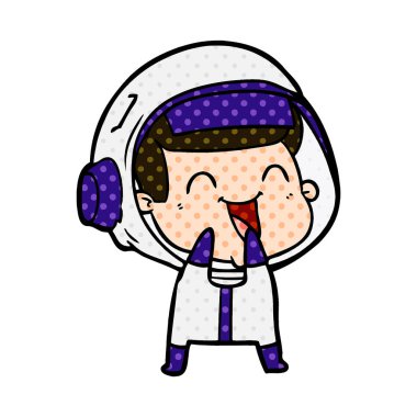 mutlu karikatür astronot vektör çizim