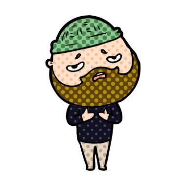 Sakallı endişeli adam çizgi film