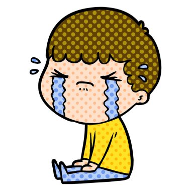 vektör çizim karikatür adam ağlıyor