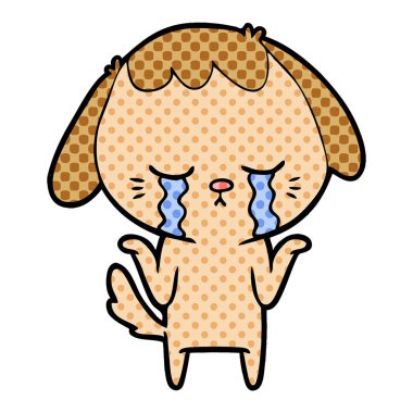 vektör çizim karikatür ağlayan köpek