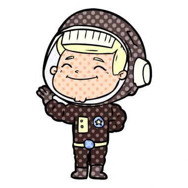 mutlu karikatür astronot vektör çizim