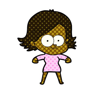 mutlu çizgi film kız vektör çizim