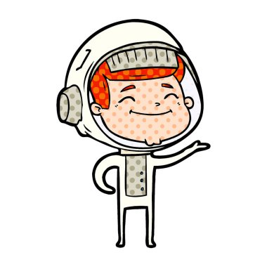 mutlu karikatür astronot vektör çizim