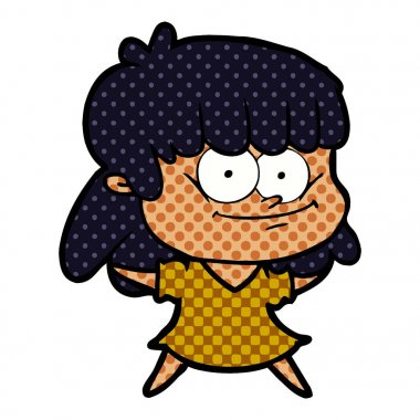 vektör çizim karikatür kız gülümseyerek