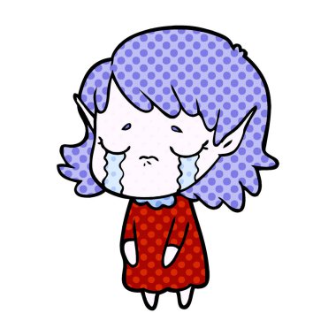 ağlayan karikatür elf kızı