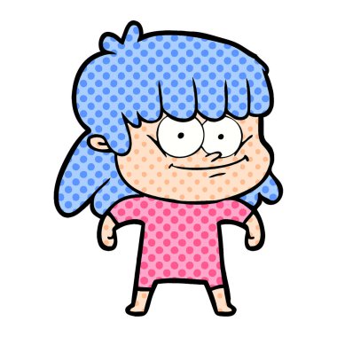 vektör çizim karikatür gülümseyen kadın