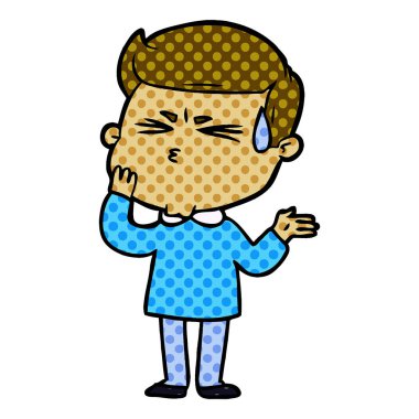  vektör çizim karikatür adam terleme