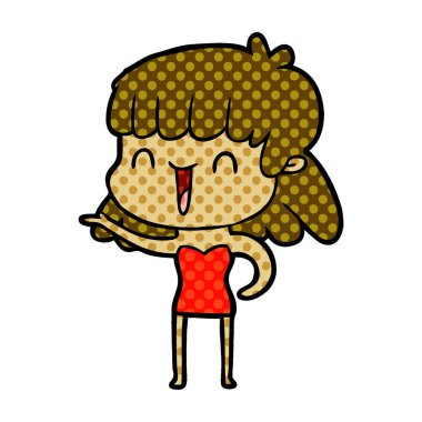 Çizgi filmdeki kadının vektör çizimi