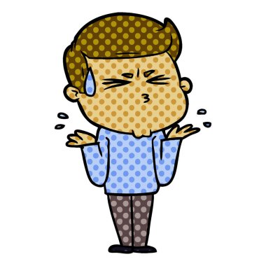  vektör çizim karikatür adam terleme