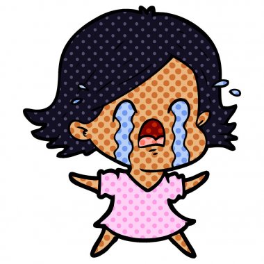 vektör çizim karikatür kadının ağladığını