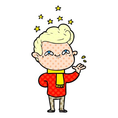 vektör çizim karikatür dostum heyecanlı