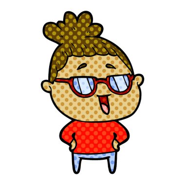 vektör çizim karikatür mutlu kadın
