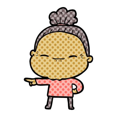 çizgi film huzurlu yaşlı kadın