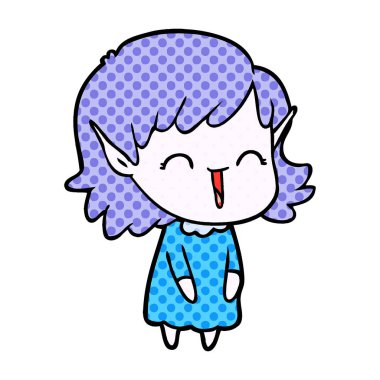 vektör çizim karikatür elf kızı