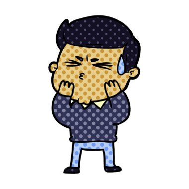  vektör çizim karikatür adam terleme