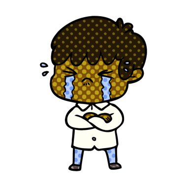 çocuk çizgi film ağlama vektör çizim