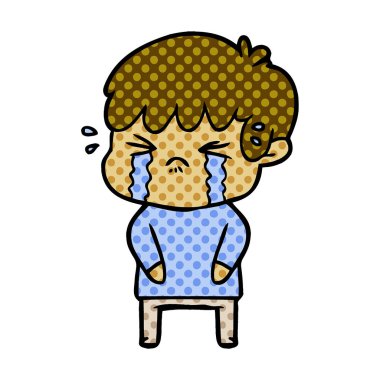 vektör çizim karikatür çocuk ağlıyor